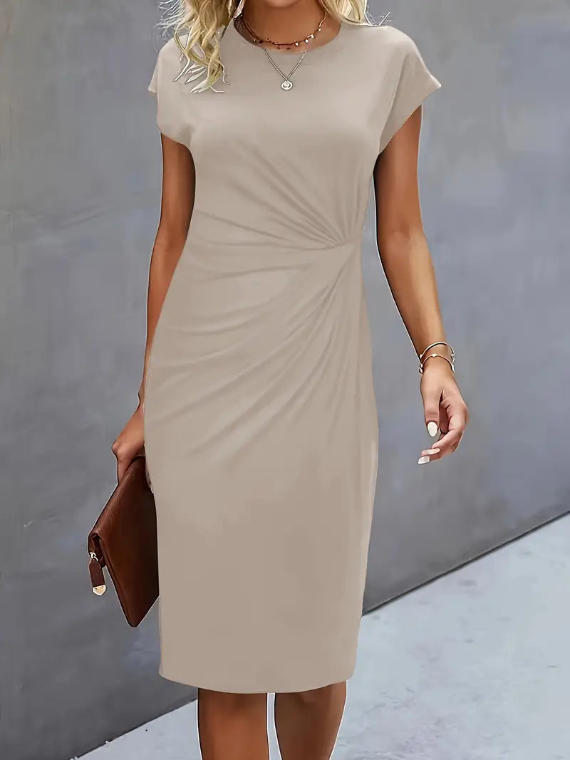 Juliette | Midi Jurk met Subtiele Tailleplooien en Stretchstof