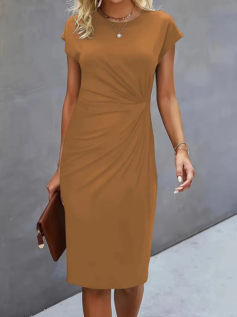 Juliette | Midi Jurk met Subtiele Tailleplooien en Stretchstof
