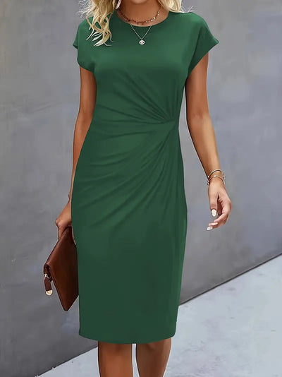 Juliette | Midi Jurk met Subtiele Tailleplooien en Stretchstof