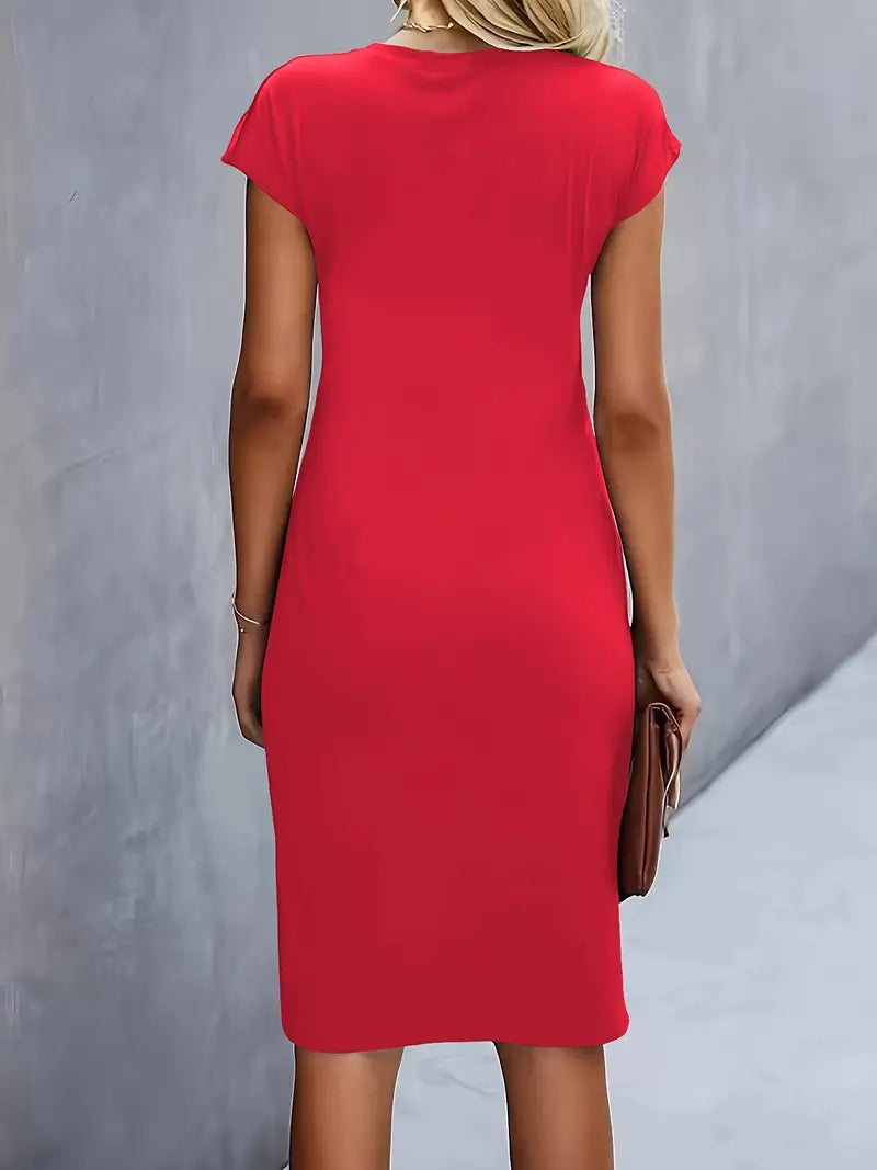 Juliette | Midi Jurk met Subtiele Tailleplooien en Stretchstof