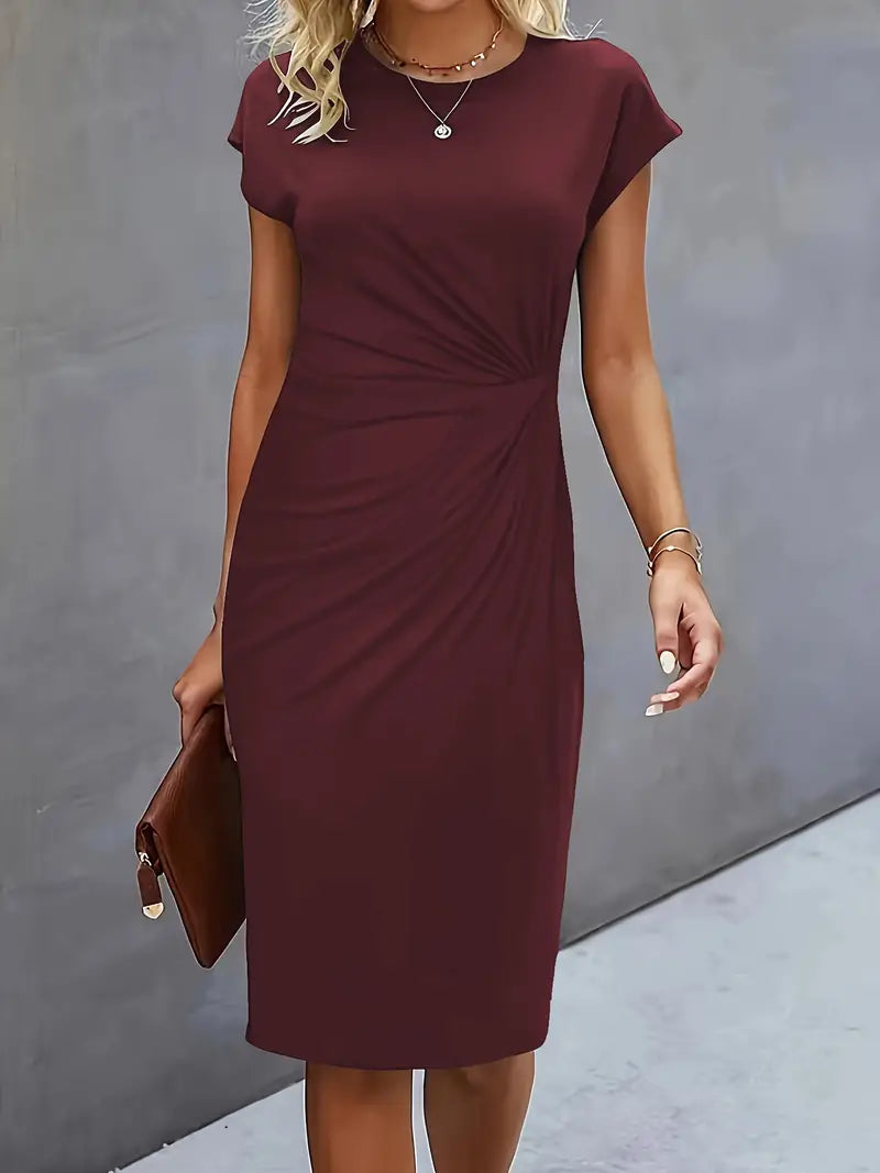 Juliette | Midi Jurk met Subtiele Tailleplooien en Stretchstof
