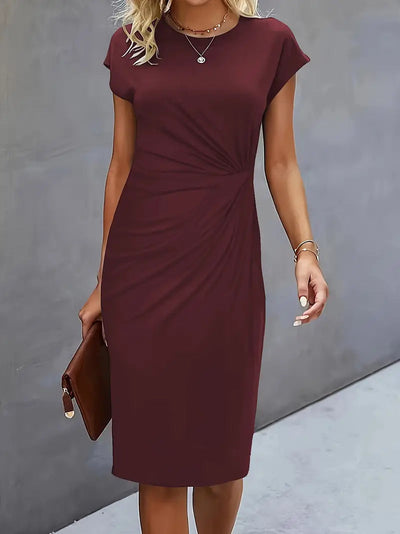 Juliette | Midi Jurk met Subtiele Tailleplooien en Stretchstof