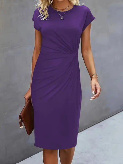 Juliette | Midi Jurk met Subtiele Tailleplooien en Stretchstof