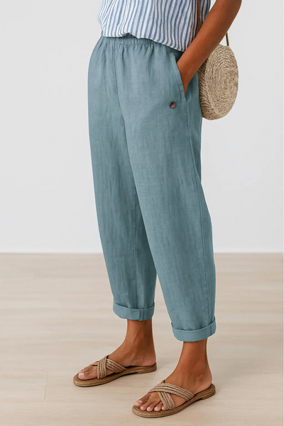 Isaline | Luchtige rechte broek met elastische tailleband