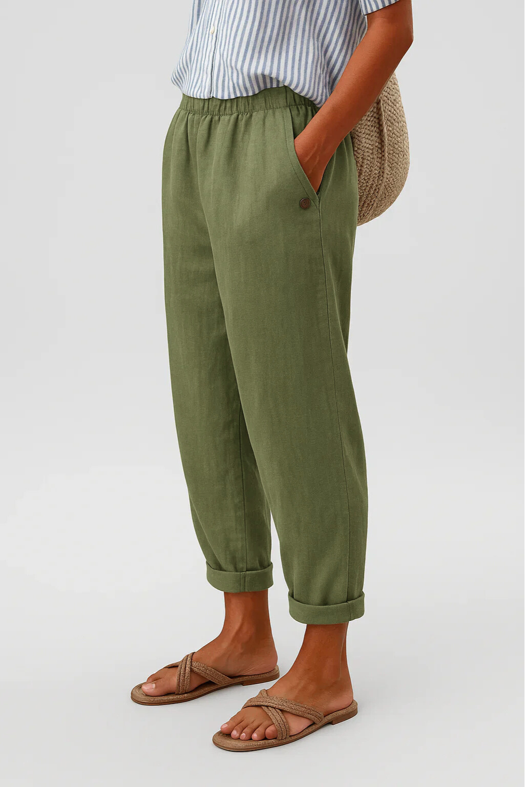 Isaline | Luchtige rechte broek met elastische tailleband