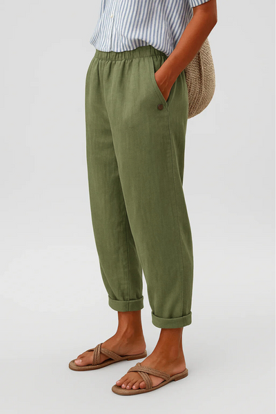 Isaline | Luchtige rechte broek met elastische tailleband