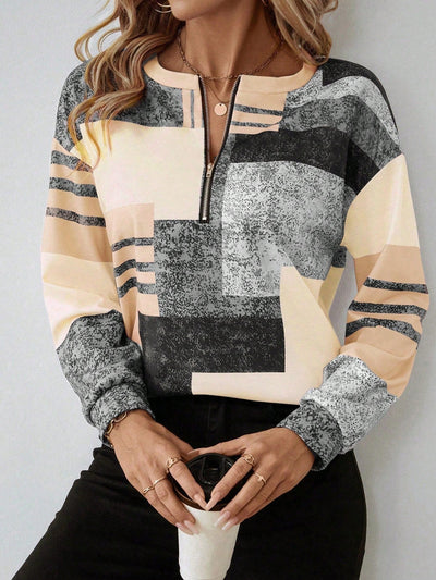 Marisa | Trui met grafische print en ritssluiting