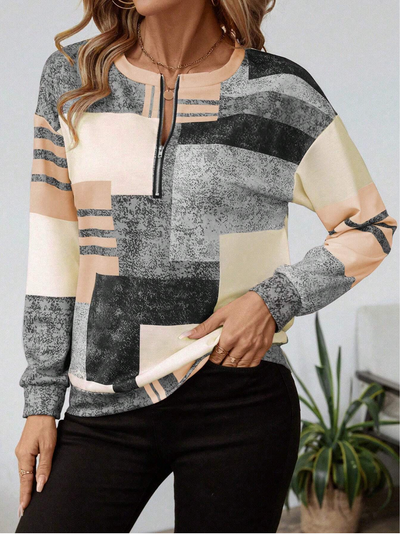 Marisa | Trui met grafische print en ritssluiting