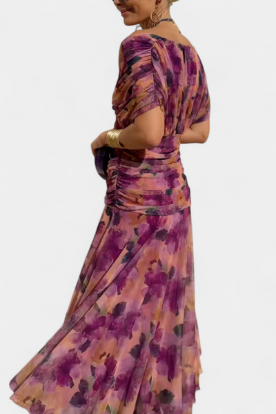 Luna | Lange jurk met bloemenprint en V-halslijn