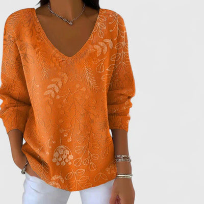 Renée | V-hals top met herfstige charme