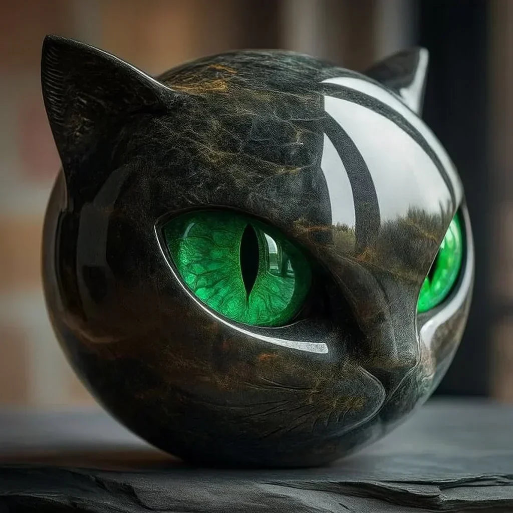 NyxCharm | Mystiek zwart kattenkopsculptuur