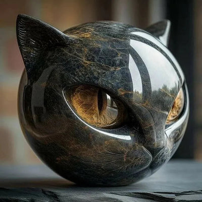 NyxCharm | Mystiek zwart kattenkopsculptuur