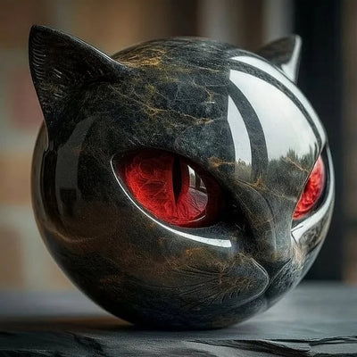 NyxCharm | Mystiek zwart kattenkopsculptuur