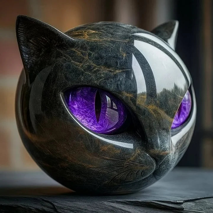 NyxCharm | Mystiek zwart kattenkopsculptuur