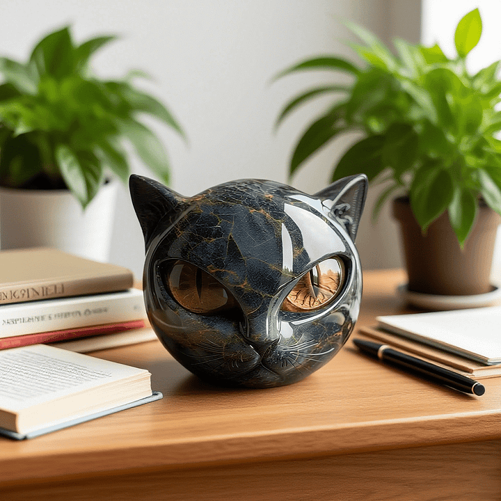 NyxCharm | Mystiek zwart kattenkopsculptuur
