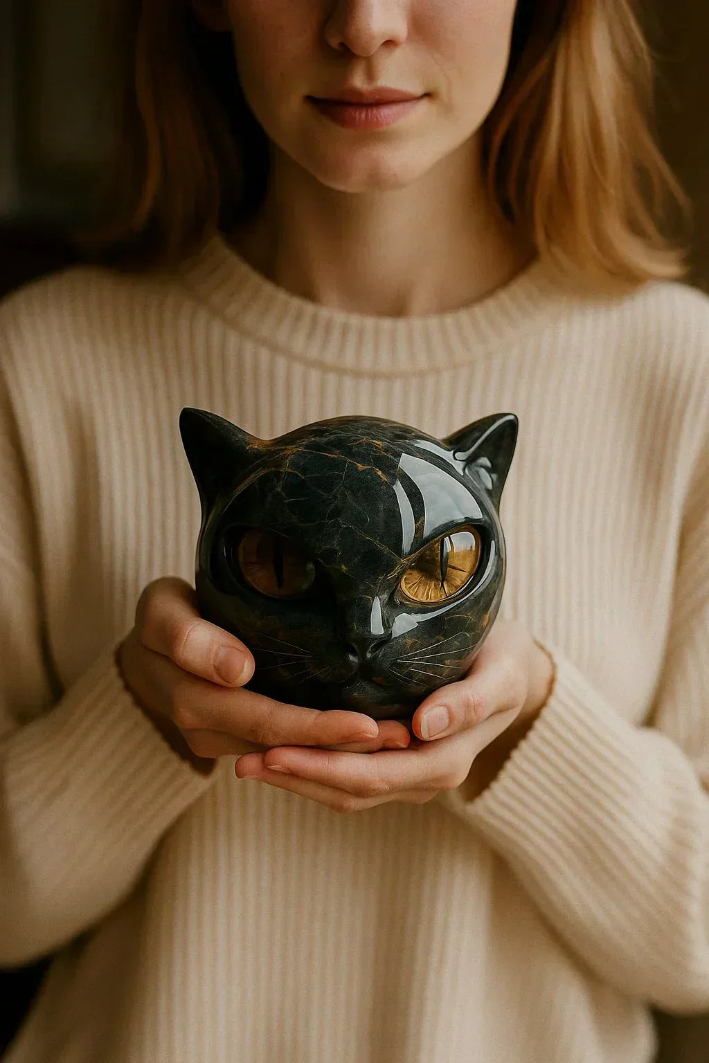 NyxCharm | Mystiek zwart kattenkopsculptuur