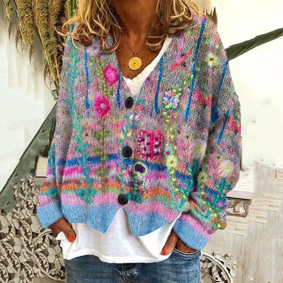 Clémence | Romantische top met multicolor print