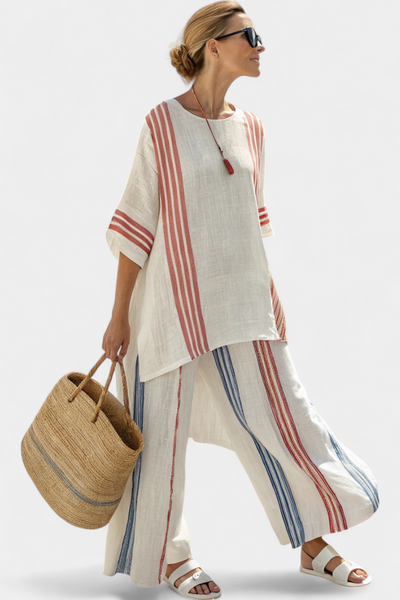 Mirthe | Luchtige tweedelige set met strepen en oversized pasvorm
