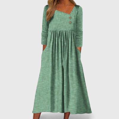 Élise | Elegante midi-jurk met asymmetrisch detail