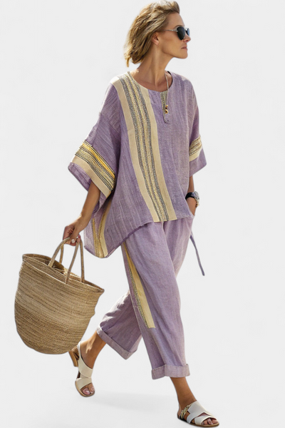 Mirthe | Luchtige tweedelige set met strepen en oversized pasvorm