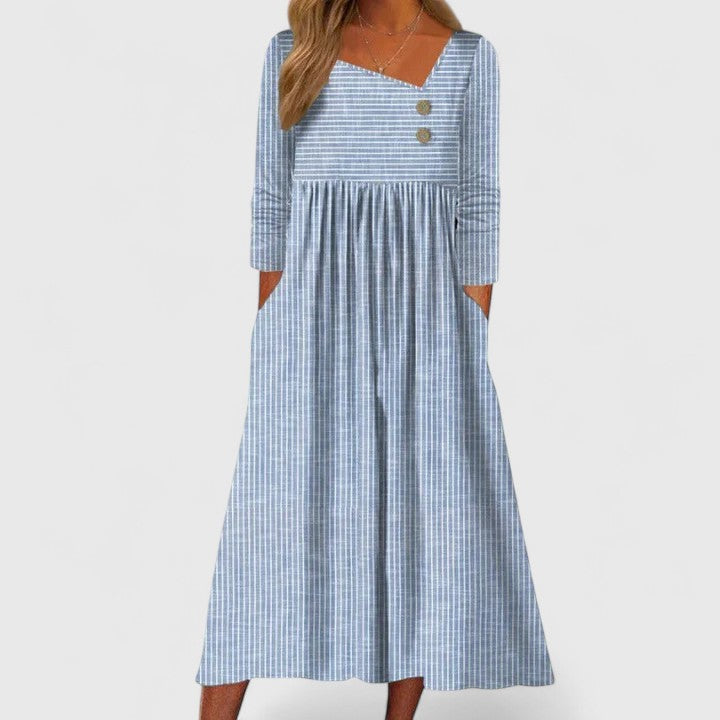 Élise | Elegante midi-jurk met asymmetrisch detail