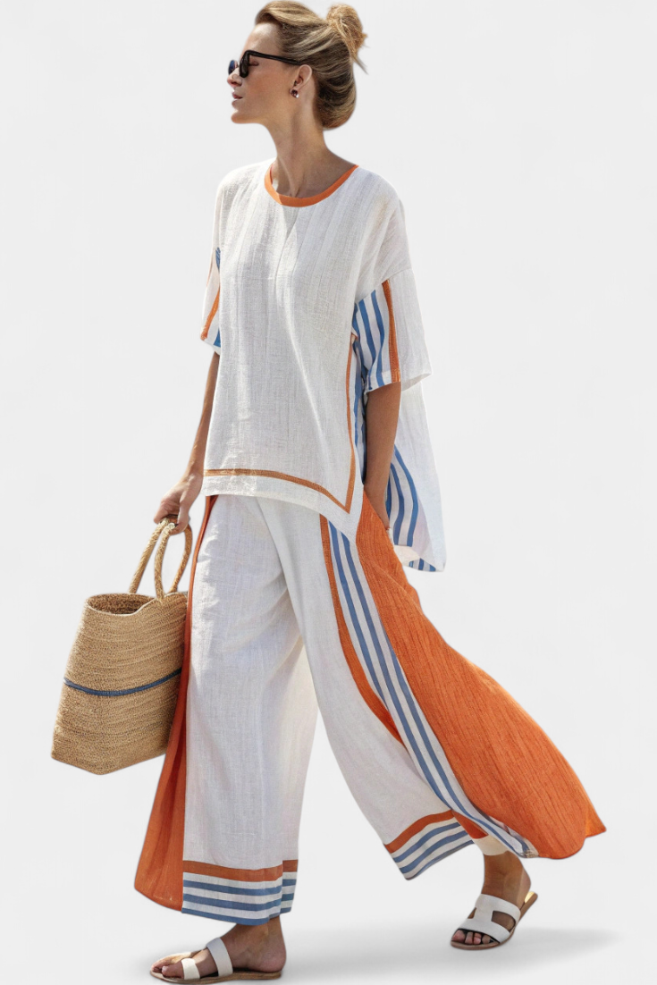 Mirthe | Luchtige tweedelige set met strepen en oversized pasvorm
