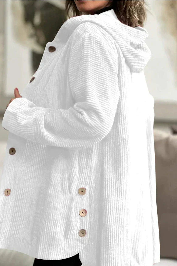 Elodie | Zachte corduroy jas met capuchon