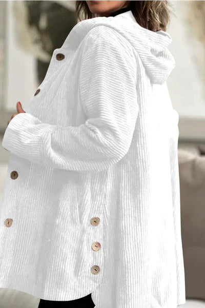 Elodie | Zachte corduroy jas met capuchon