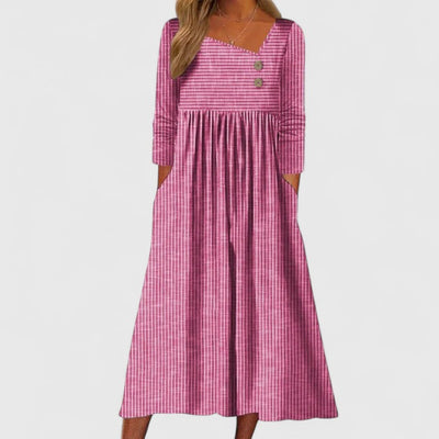 Élise | Elegante midi-jurk met asymmetrisch detail