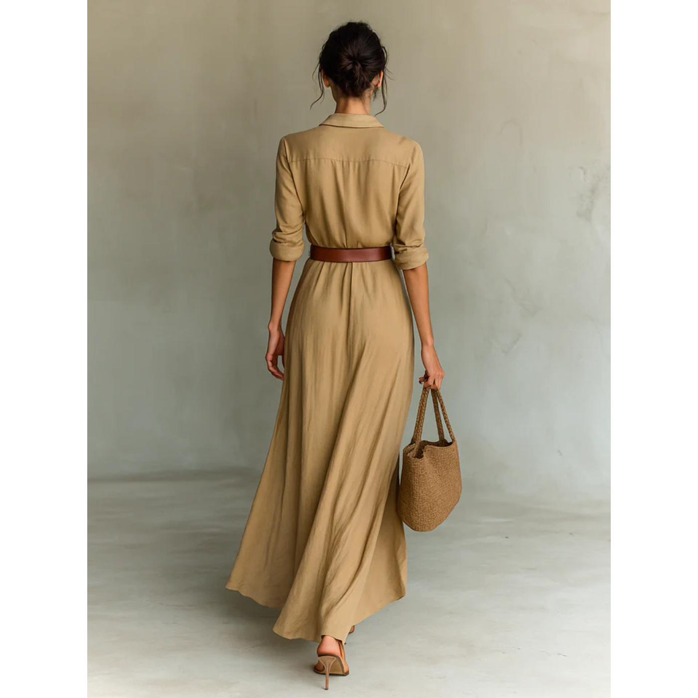 Clémence | Maxi jurk met ceintuur en klassieke elegantie