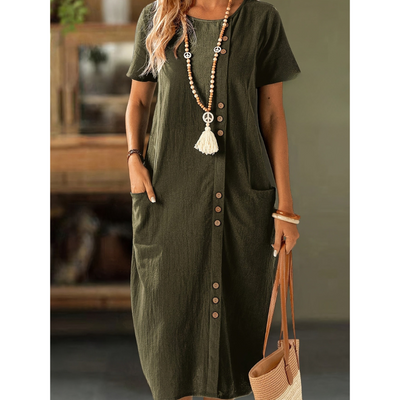 Lina | Zomerse jurk met knopen en zakken