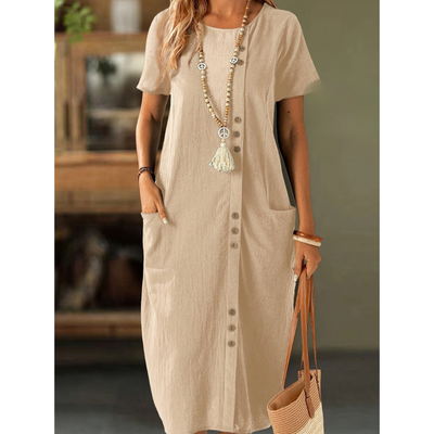 Lina | Zomerse jurk met knopen en zakken