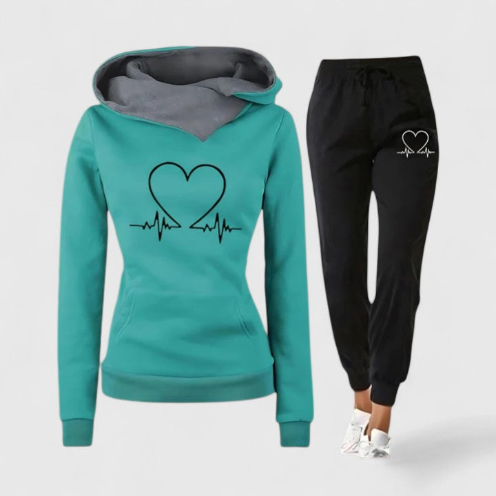 Lisette | Comfortabele hoodie-set met hartslagdetail