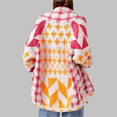Portia | Vintage oversized vest met knoopjeskraag