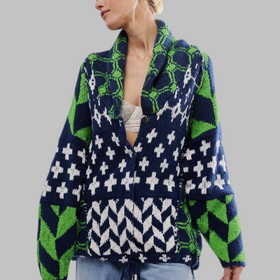 Portia | Vintage oversized vest met knoopjeskraag