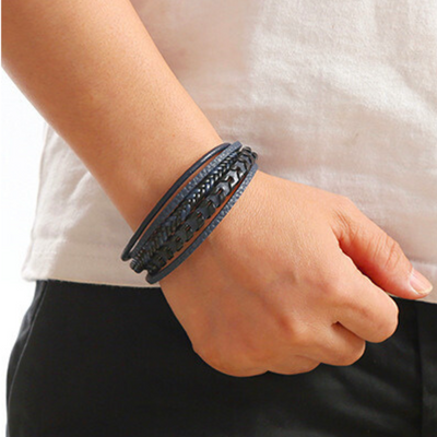Ragnar Band | Leren Gevlochten Viking Armband