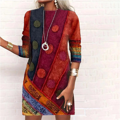 Dominique | Elegante A-lijn jurk met print
