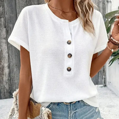 Renée | Losvallend V-hals T-shirt met 3/4 mouw