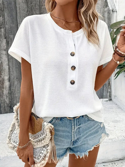 Renée | Losvallend V-hals T-shirt met 3/4 mouw