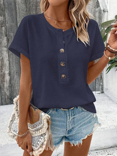 Renée | Losvallend V-hals T-shirt met 3/4 mouw