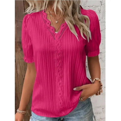 Liliane | Witte zomertop met kant en V-hals