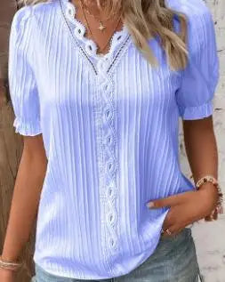 Liliane | Witte zomertop met kant en V-hals