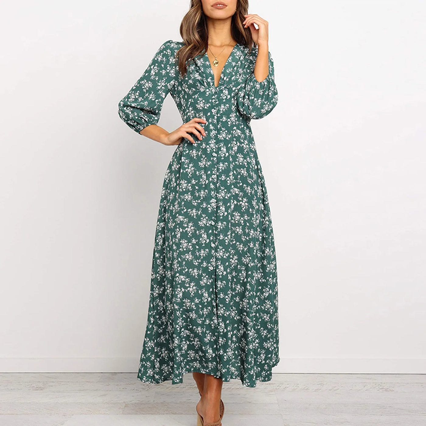 Lilou | Boho-chique jurk met bloemenprint en vloeiende lijn