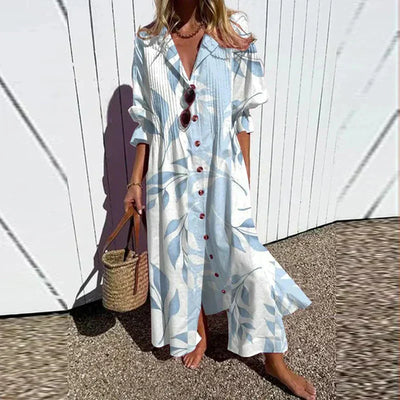 Claudine | Boho-chic maxi-jurk met V-hals en sierlijke print