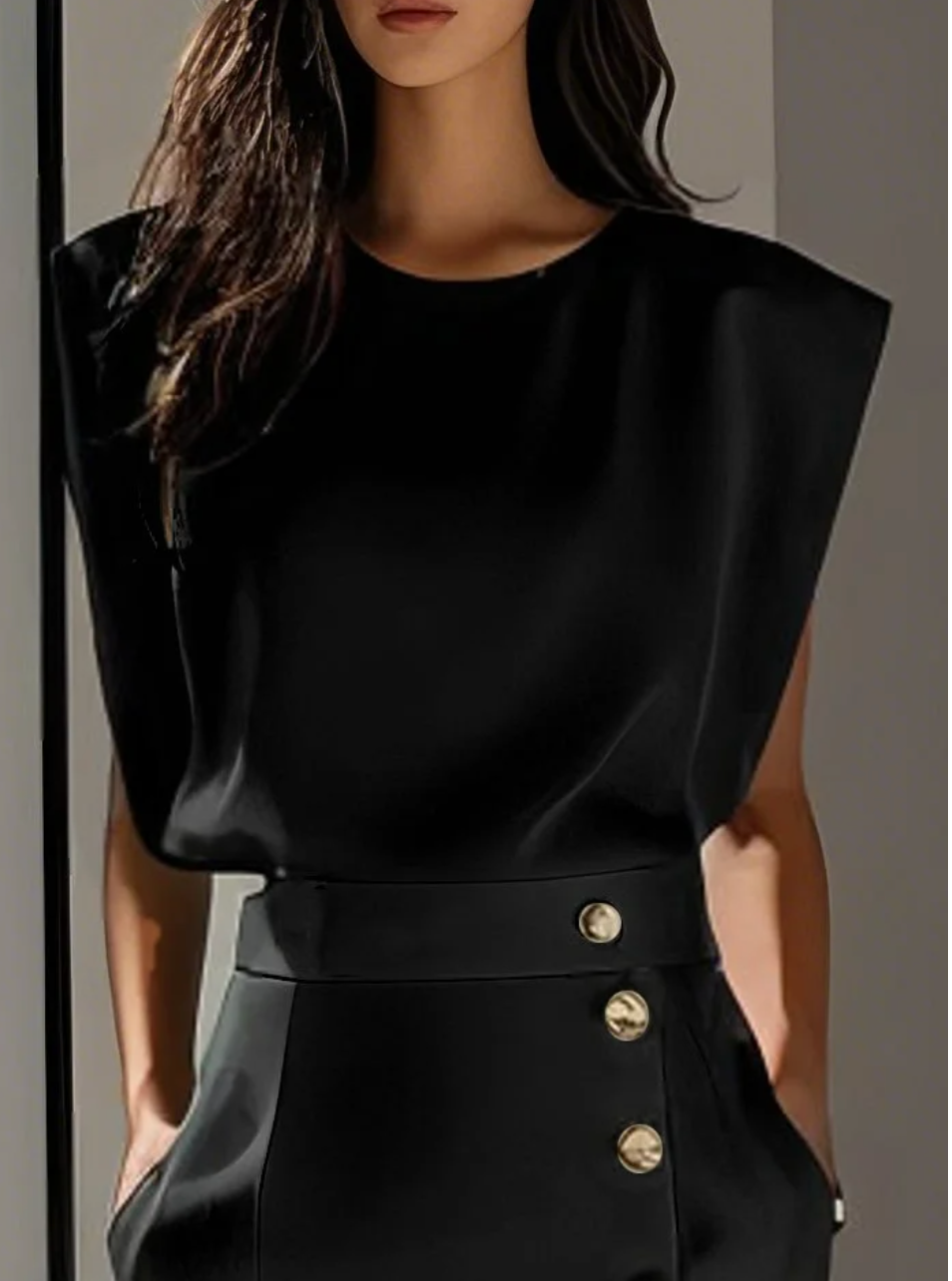 Sylvie | Ivoorkleurige powerdress met gouden details en tailleaccent