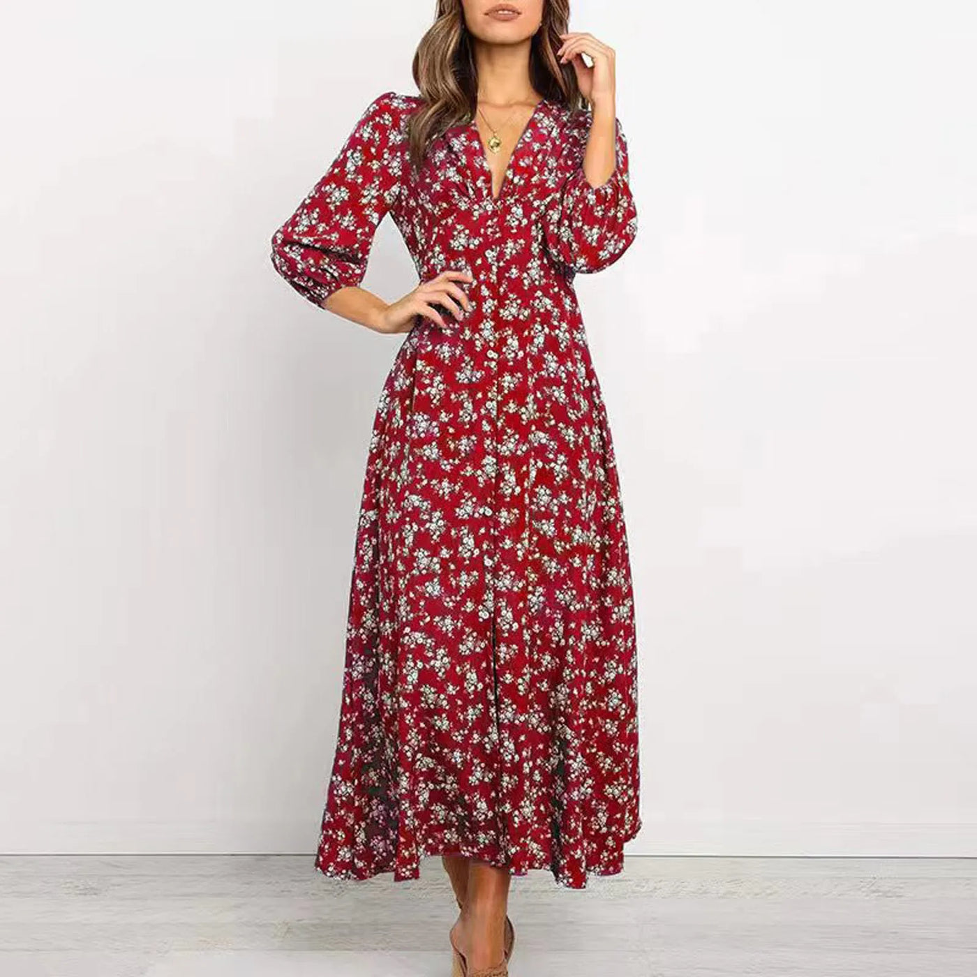 Lilou | Boho-chique jurk met bloemenprint en vloeiende lijn
