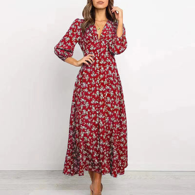 Lilou | Boho-chique jurk met bloemenprint en vloeiende lijn