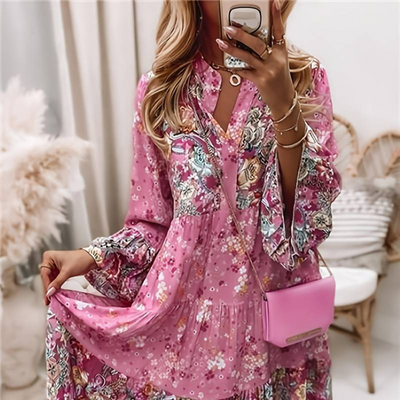 Marise | Boho-jurk met kleurrijke paisleyprint en soepele pasvorm