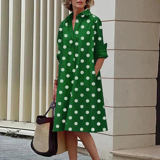 Clara | Retro Midi-Jurk met Kraag en Elegante A-Lijn