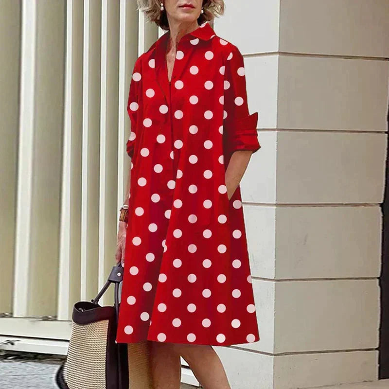 Clara | Retro Midi-Jurk met Kraag en Elegante A-Lijn